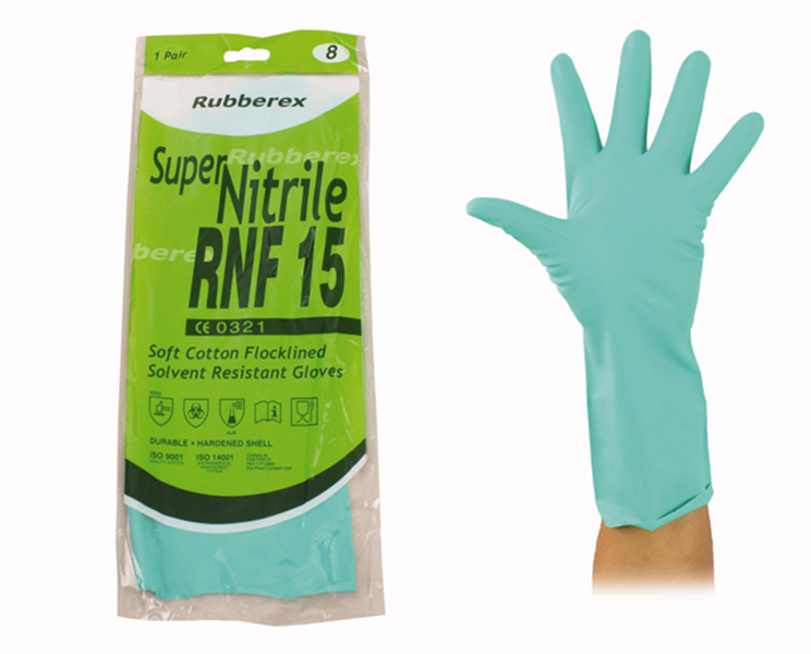 Gloves Rubberex Super Nitrile - Green - M - 144/Ctn - Snell Packaging &amp; Safety